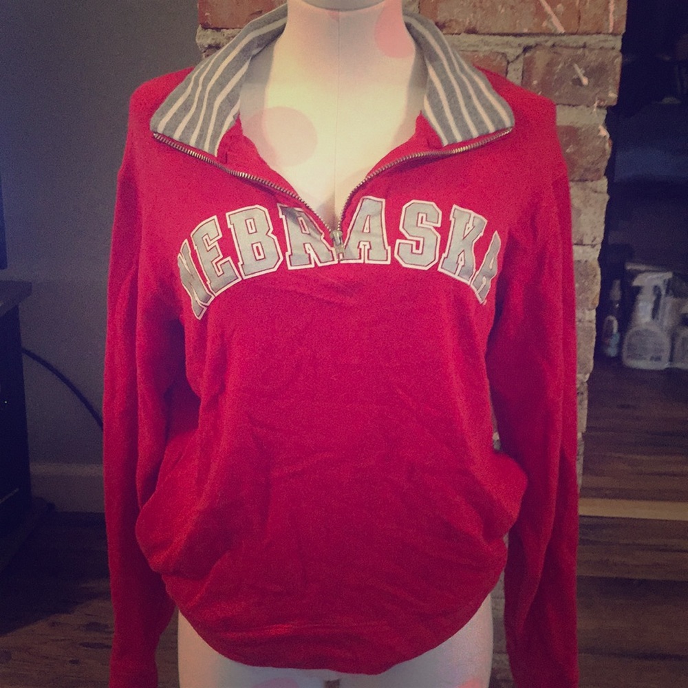 VS pink Nebraska huskers half zip jacket